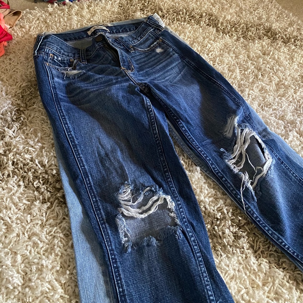 Distressed bootcut jeans